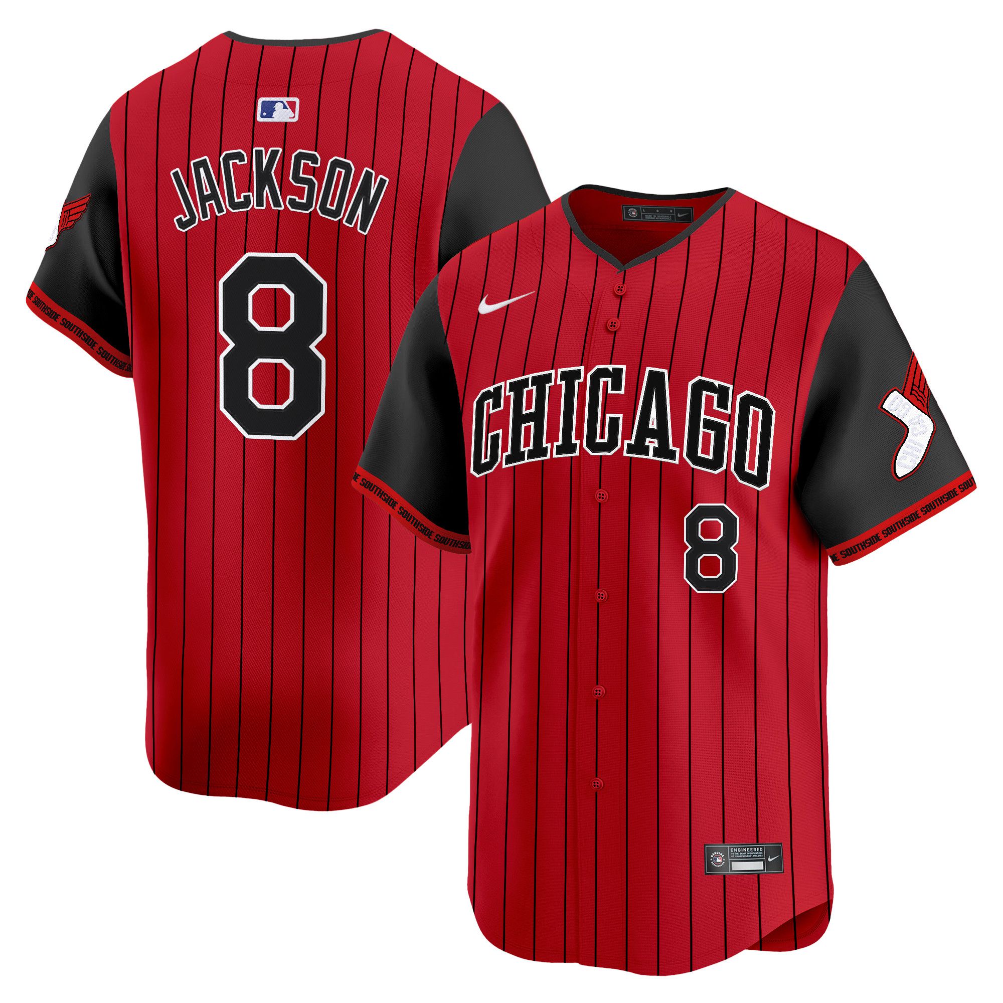 Men Chicago White Sox #8 Jackson Red Stripe Nike 2025 City Connect Vapor Premier Limited MLB Jersey